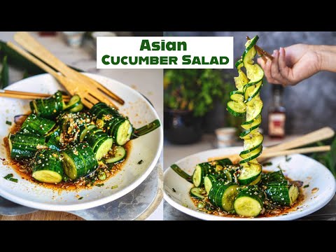 Asian Spiral Cucumber Salad Recipe | Asian Salad With Cucumbers | Spicy Cucumber Salad | Vegan