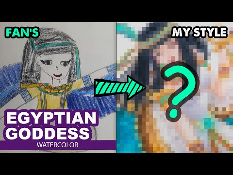 Drawing Ma'at Goddess l #4 Redraw fan’s painting l Tutorial drawing