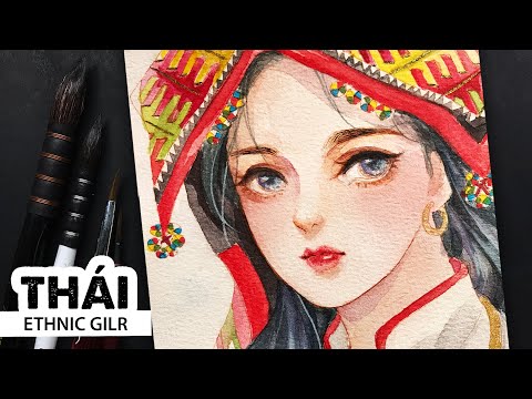 Draw WaterColor - "THÁI TRẮNG" enthic beauty girl  by Huta Chan