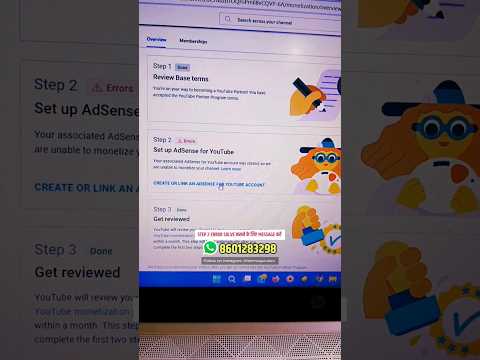 Youtube Monetization Step 2 Error⚠️ Solve in 1 Secon👍 #shorts #youtubeshorts #step2error #adsense