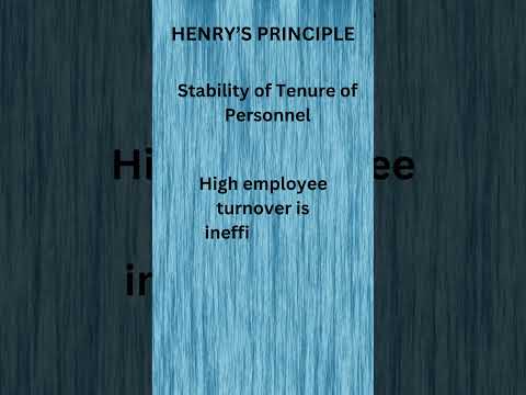 Stability of Tenure of Personnel #principles of management #Henry principles