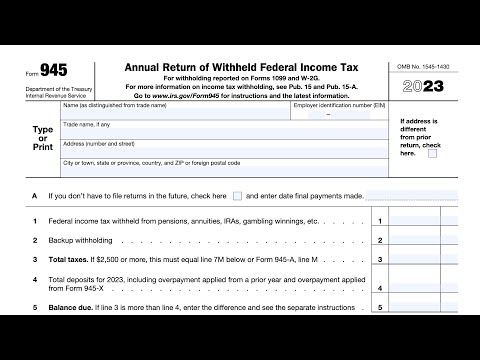 IRS Form 945 Instructions (Annual Return of Withheld Federal Income Tax)