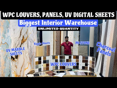 Cheapest Wall Panels || Biggest Interior Items का Warehouse || UV Marble Sheet, WPC Louvers e.t.c