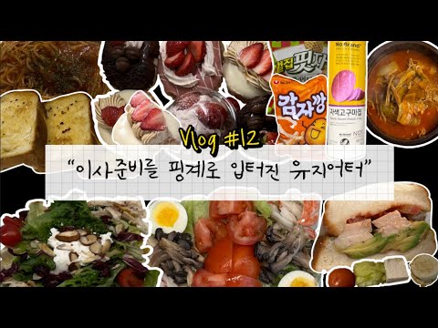 Vlog #12 | 유지어터 이사 주간 먹방,인생삼겹살,짜장면대신육개장,샐러드만들기,크리스피크림도넛,빵과자너무좋아인간