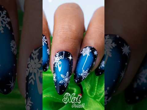 Blue Winter Snow Nail Art ❄️ #short #nails #natdenail #winternaildesigns #nailartist