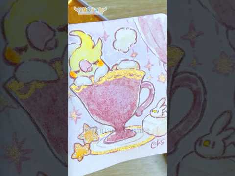 【透明水彩】☕癒しのほっこりまったりココアタイムしません？🎨🦜#Shorts #watercolor #watercolorpainting  #illustration