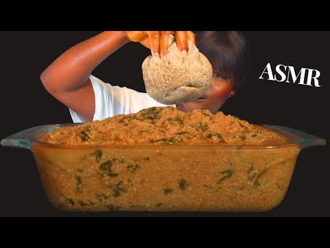 ASMR FUFU (OAT) & EGUSI SOUP MUKBANG (No meat)baby talking) Nigerian food |Eating Sounds| Vikky ASMR