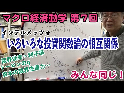 松尾匡のマクロ動学講義：第７回「投資関数の導出① いろいろな投資関数論の相互関係」