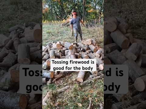 Tossing firewood is good for the body.  #firewood #dadbod #fitover40