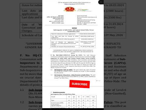 SSC CPO NOTIFICATION | SSC CPO VACANCY 2024 | #ssc #ssccpo #si