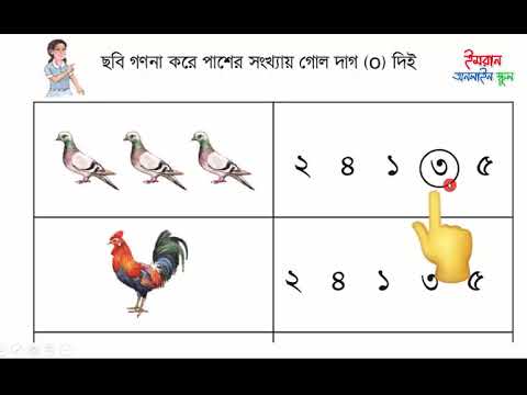 ছবি গণনা করে পাশের সংখ্যায় গোল দাগ দেই। Class 1 Math. Page 12.