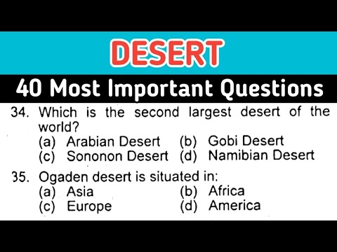 Desert MCQ || GK Questions and Answers || 40 Most Important Questions for UPSC PPSC NTS