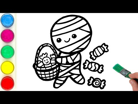 Mummy Picture Drawing, Painting, Coloring for Kids, Toddlers | Learn to Draw Funny Characters