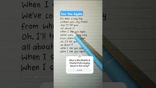 Learn English Through Song : See You Again with Wiz Khalifa ft Charlie Puth  #shorts