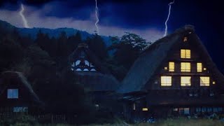 rain thunder sounds for sleeping relax  old japanese scenery 睡眠のための雨雷の音リラックス日本の古い風景