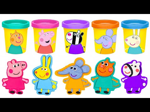 How to Make Play Doh Peppa Pig & Friends using Cookie Cutters | Preschool Toddler Learning Video