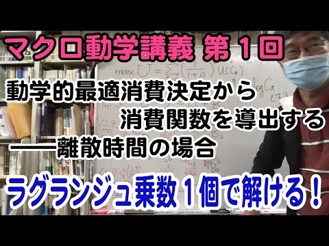 松尾匡のマクロ動学講義：第１回「動学的最適消費決定から消費関数を導出する——離散時間の場合」