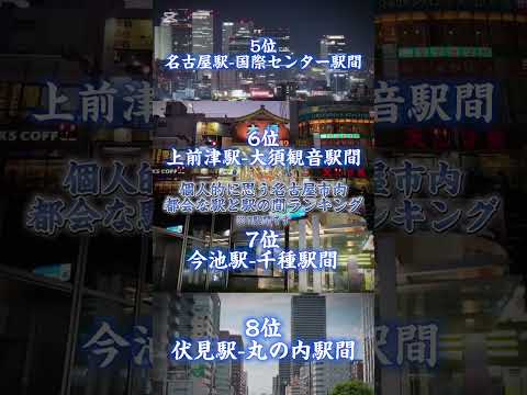 個人的に思う名古屋市内の駅と駅の間都会ランキング！！