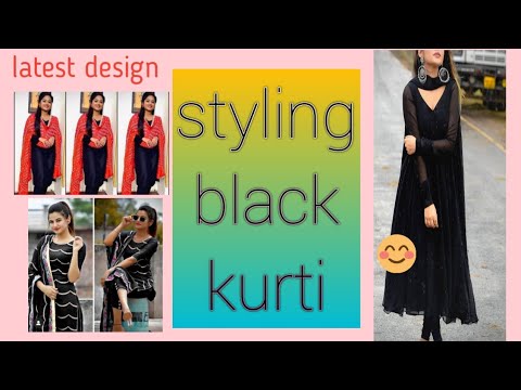 styling black kurti// latest design//#blackkurti#latest design