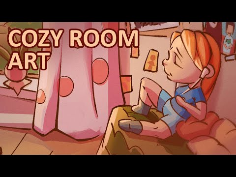 🏠 Painting Room Tutorial 🏠 Interior Design Timelapse / Drawing Background / Lo-Fi / Cozy room