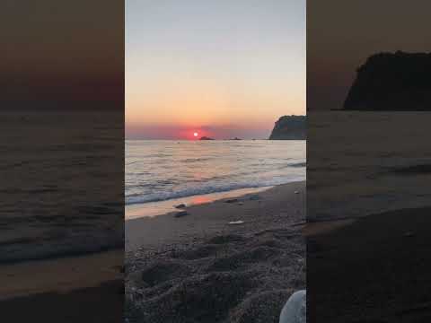 Beautiful sunset view at Buljarica beach in Montenegro filled with relaxing sounds of the sea.