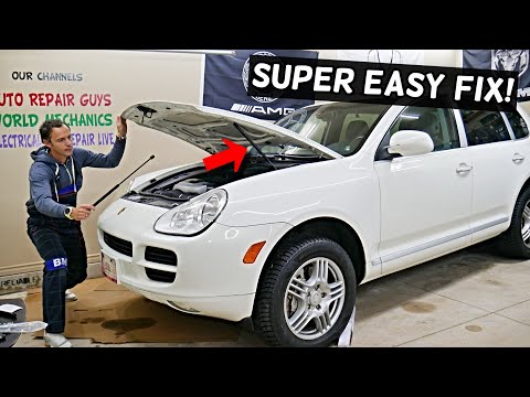 Why Porsche Cayenne Hood Does Not Stay UP Open, Hood Strut Shock Replacement