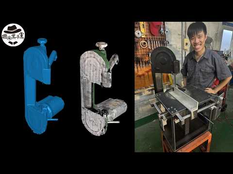 ［DIY]用3D掃描將臥式帶鋸機改成自動帶鋸機Convert a horizontal bandsaw to a vertical automatic bandsaw with 3D scanning