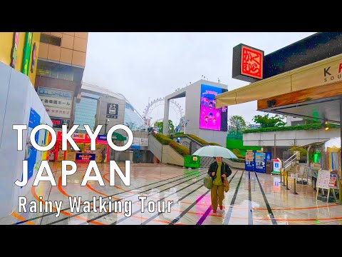 Japan walking tour in Tokyo Rainy Spring 2024 4K 60fps HDR