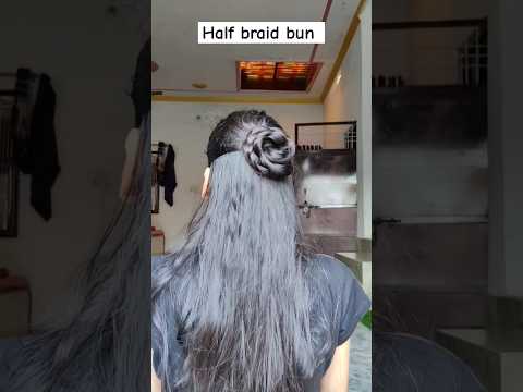 Half up braided bun | Open hairstyle for saree #shorts #hairstyle #hairtutorial #ytshorts