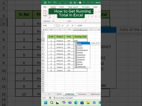 Calculate Running Total in Excel Like a PRO! #shorts #excelfunction #exceltips