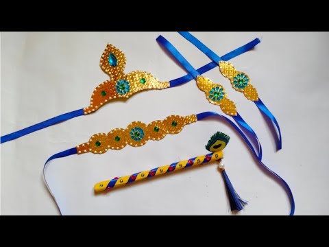 {last minute}how to make Krishna jewellery athome/Janmashtami special craft/easy balagopaldecoration