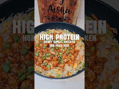 Healthy High Protein Honey Garlic Chicken Egg Fried Rice #highprotein #mealprep #healthyrecipes