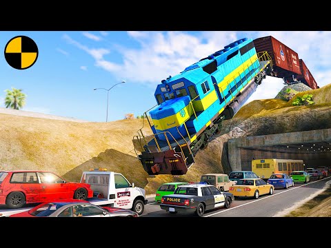 Trains and Car Crashes #5 😱 BeamNG.Drive