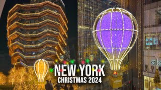 NYC Christmas Walk 2024 ✨ Hudson Yards Christmas Lights & Vessel 2024 4K NYC Christmas Decorations ✨