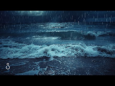 12 Hours Of Calming Ocean Waves, Splashing Rain And Soft Thunder | Black Screen For Deep Sleeping 💤