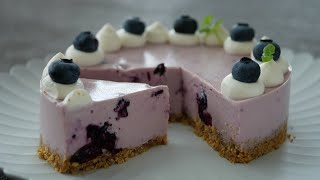 夏に一度は食べたい♪ブルーベリーレアチーズケーキ | No-Bake Blueberry Cheesecake