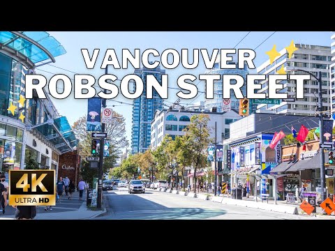 [4K] Relaxing Vancouver Robson Street Walking Tour To West End