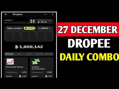 Dropee daily combo today | dropee daily combo 27 December | Daily Combo Dropee | Dropee 27 December