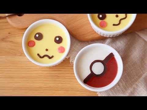 皮卡丘和精灵球布丁杯/How to make pikachu pudding