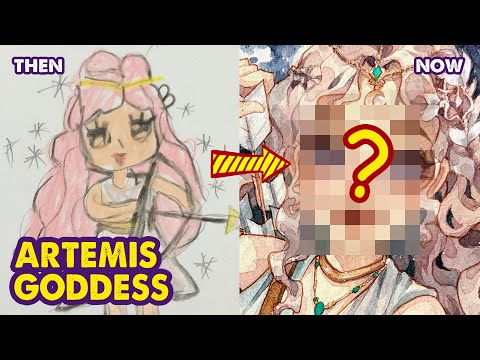 How To Draw ARTEMIS Goddess with Watercolor | THEN and NOW | Huta Chan Studio