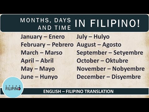 Months, Days and Time in FILIPINO! | English-Tagalog Translation