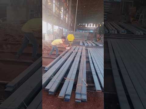 Industrial Crane Lifting 100×25 flat bar – Watch the Process! #rollingmill #steelmill #factorywork