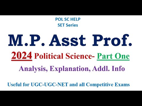 Past Year's Paper Analysis of MP Astt Prof  Political Science:  2024 Paper- Part One