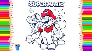 Coloring Mario  Luigi and Yoshi Super Mario Bros Super Coloring Page Super Mario Coloring Book