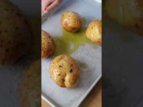 Cream cheese & garlic butter stuffed baked potato