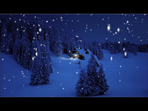 Relaxing winter music  - snow falling and fireplace. Mix of Beautiful  ambient piano music.