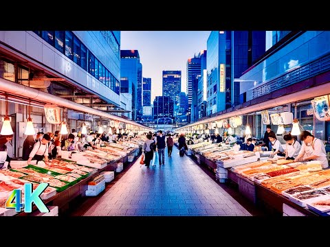 Tokyo: Explore Tsukiji Fish Market | Japan Autumn Walk・4K HDR