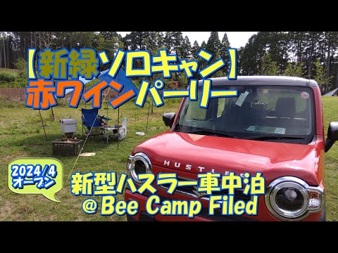 【新緑ソロキャン】赤ワインパーリー 新型ハスラー車中泊@Bee Camp Filed