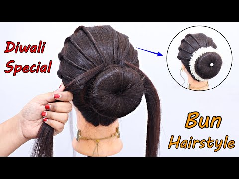 Stylish easy juda hairstyle for diwali | cute hairstyle with gajra | latest hairstyle for ladies