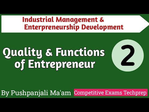 Qualities and functions of an Entrepreneur in IMED in Hindi